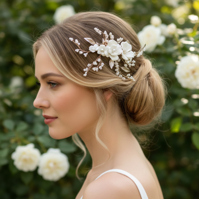 ATHENA COLLECTION - ENCHANTED BRIDAL COMB - HC291 -SILVER