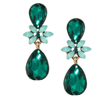 CUBIC ZIRCONIA COLLECTION - CRYSTAL DROP EARRINGS - CZER793 EMERALD