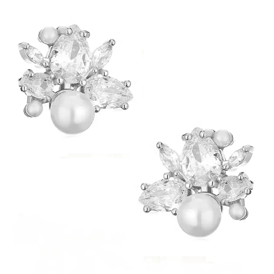 CUBIC ZIRCONIA COLLECTION - SPARKLE GEM EARRINGS - CZER731 SILVER