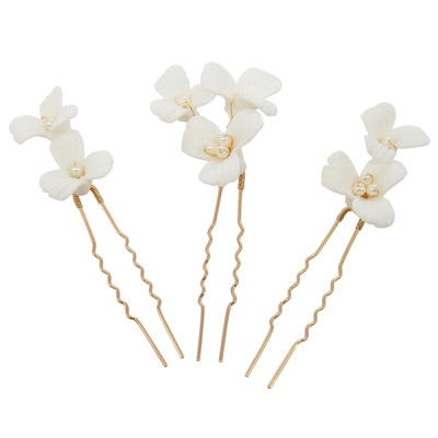 ATHENA COLLECTION - CHIC FLOWER HAIR PIN SET - PIN62 GOLD
