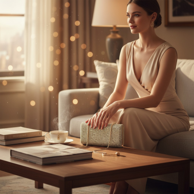 ATHENA COLLECTION - GLITZY GLAM CRYSTAL CLUTCH -  GOLD