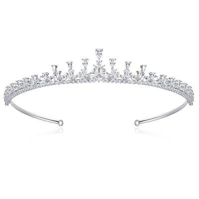 CUBIC ZIRCONIA COLLECTION - STARLET GEM TIARA - AHB178 SILVER 