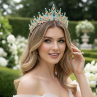 CUBIC ZIRCONIA COLLECTION - PROM ELEGANCE TIARA - BLUE