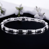 CUBIC ZIRCONIA COLLECTION - DAINTY DAZZLE BRACELET - BR178 JET 