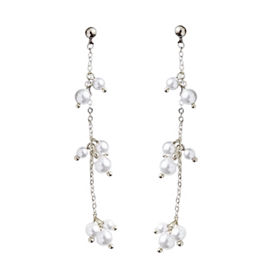 ATHENA COLLECTION - DAINTY PEARL EARRINGS - CZER897 SILVER