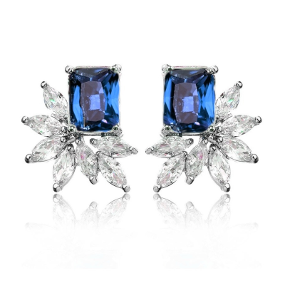 CUBIC ZIRCONIA COLLECTION - DAINTY DIVA EARRINGS - CZER677 SAPPHIRE
