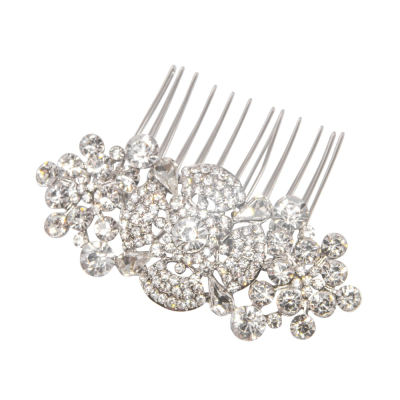 ATHENA COLLECTION - ART DECO STYLE  CRYSTAL COMB - SILVER - SAMPLE 25