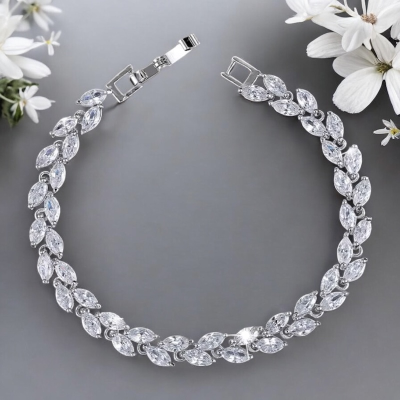 CUBIC ZIRCONIA COLLECTION - CRYSTAL ALLURE BRACELET - CZBR171 SILVER 