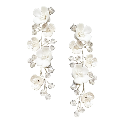 ATHENA COLLECTION - DAINTY VINE EARRINGS - CZER728 SILVER 