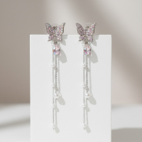 CUBIC ZIRCONIA COLLECTION - CRYSTAL ALLURE BUTTERFLY EARRINGS - AB- CZER962