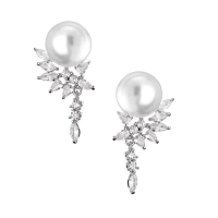 CUBIC ZIRCONIA COLLECTION - BEJEWELLED PEARL EARRINGS - CZER633