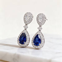 CUBIC ZIRCONIA COLLECTION DAINTY SPARKLE EARRINGS - CZER965 SAPPHIRE