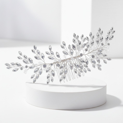 ATHENA COLLECTION - ENCHANTING CRYSTAL SPRAY HAIR COMB - HC296 SILVER 