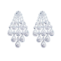 CUBIC ZIRCONIA COLLECTION - DECO GLAM DROP EARRINGS - CZER928 SILVER