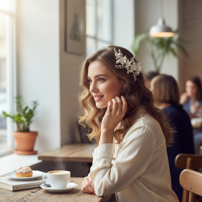 ATHENA COLLECTION - ENCHANTMENT FLORAL HEADPIECE -  HC251 SILVER