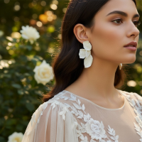 ATHENA COLLECTION - STATEMENT FLOWER EARRINGS - CZER950 WHITE 