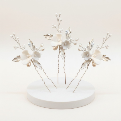 ATHENA COLLECTION - ELEGANCE HAIR PIN SET (THREE PIECES) - PIN 78 SILVER
