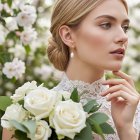 CUBIC ZIRCONIA COLLECTION - 14K GOLD PLATED PEARL DROP EARRINGS - CZER947