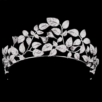 CUBIC ZIRCONIA COLLECTION - STARLET VINE TIARA - AHB177 SILVER 