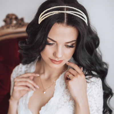ATHENA COLLECTION - TRIPLE PEARL HEADBAND - AHB189 IVORY 