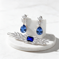 CUBIC ZIRCONIA COLLECTION - CRYSTAL CLIP COLLECTION - SAPPHIRE 