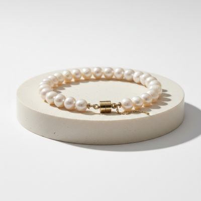 ATHENA COLLECTION - FRESHWATER PEARL BRACELET - GOLD (BR174) 