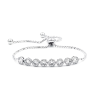 CUBIC ZIRCONIA COLLECTION - SIMPLY CHIC ADJUSTABLE BRACELET - BR182 SILVER 
