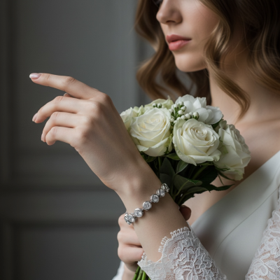 CUBIC ZIRCONIA COLLECTION - CRYSTAL SPARKLE BRACELET - BR172 SILVER 