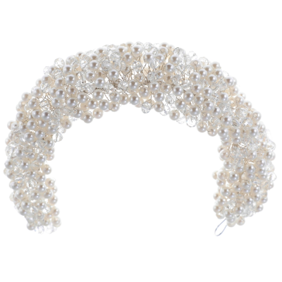 ATHENA COLLECTION - STARLET PEARL HEADBAND - AHB168 SILVER 