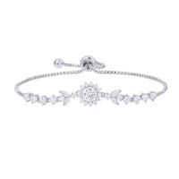 CUBIC ZIRCONIA COLLECTION - CHIC ADJUSTABLE CRYSTAL BRACELET - BR181 SILVER 