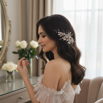 ATHENA COLLECTION - EXQUISITE CRYSTAL HEADPIECE - HC289 SILVER 