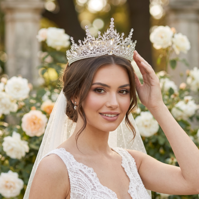 ATHENA COLLECTION - CELESTE SPARKLE TIARA - AHB240 SILVER