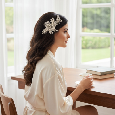 ATHENA COLLECTION - PEARLS OF EXTRAVAGANCE HEADPIECE - HC227 SILVER
