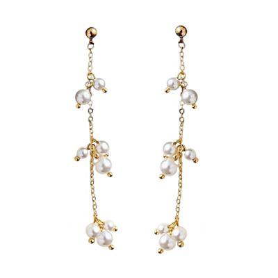 ATHENA COLLECTION - DAINTY PEARL EARRINGS - CZER897 GOLD