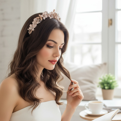 ATHENA COLLECTION - FLORAL ROMANCE EXQUISITE HEADPIECE -  BLUSH PINK HP227