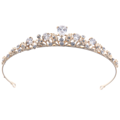 CUBIC ZIRCONIA COLLECTION - CHIC STARLET TIARA - AHB181 GOLD