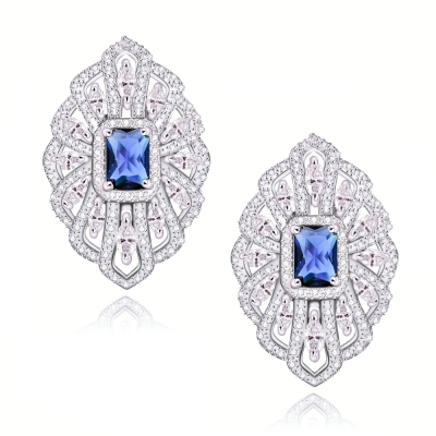 CUBIC ZIRCONIA COLLECTION - VINTAGE SPARKLE EARRINGS - CZER769 SAPPHIRE