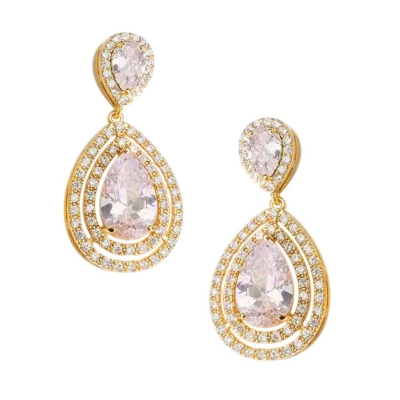 CUBIC ZIRCONIA COLLECTION - STARLET CRYSTAL EARRINGS- CZER535 GOLD