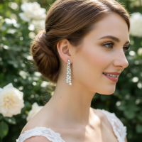 CUBIC ZIRCONIA COLLECTION - STATEMENT WATERFALL EARRINGS - CZER900 SILVER