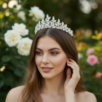 ATHENA COLLECTION - GLITZY GLAM TIARA - AHB237 SILVER