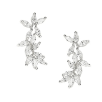 CUBIC ZIRCONIA COLLECTION - CRYSTAL CLIMBER EARRINGS - CZER534 SILVER