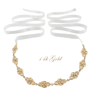 ATHENA COLLECTION - CRYSTALLURE BRIDAL BELT - 14K GOLD (BELT36)