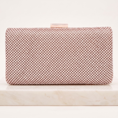ATHENA COLLECTION - GLITZY GLAM CRYSTAL CLUTCH - ROSE GOLD 