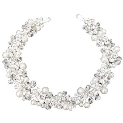 ATHENA COLLECTION - PEARL HEADBAND - AHB167 SILVER 