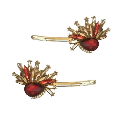 ATHENA COLLECTION - GATSBY STYLE CRYSTAL CLIPS - (CLIP748) RED