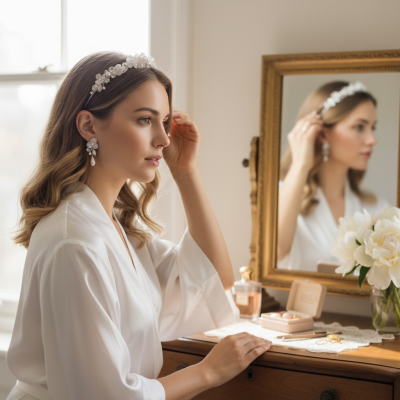 ATHENA COLLECTION - CHIC FLOWER HEADBAND SET - AHB234 SILVER