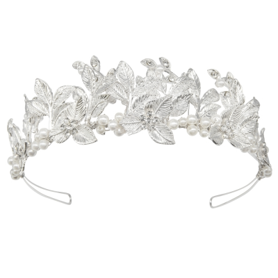 ATHENA COLLECTION - VINTAGE VINE TIARA - AHB165 SILVER 