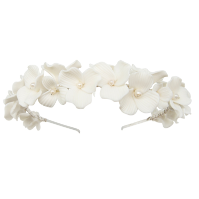 ATHENA COLLECTION - FLORAL ALLURE HEADBAND - AHB143 SILVER