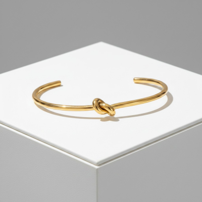 ATHENA COLLECTION - STYLISH KNOT BANGLE - GOLD 