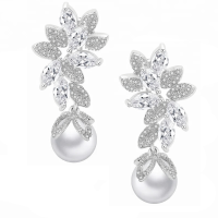 CUBIC ZIRCONIA COLLECTION - STARLET PEARL EARRINGS - CZER533